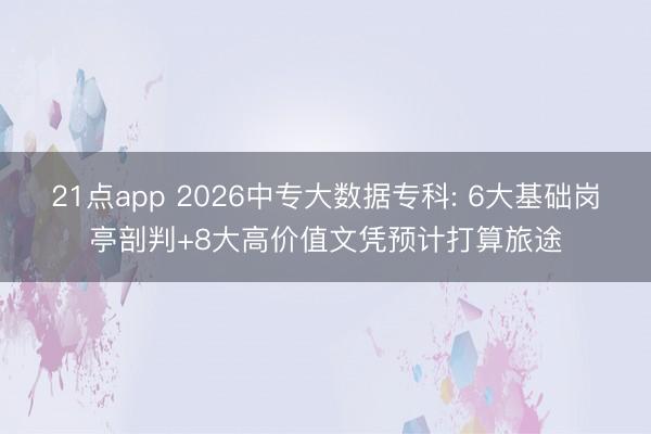 21点app 2026中专大数据专科: 6大基础岗亭剖判+8大高价值文凭预计打算旅途