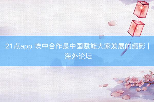 21点app 埃中合作是中国赋能大家发展的缩影 | 海外论坛
