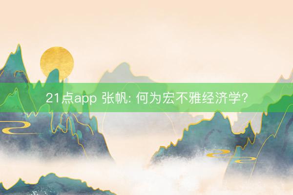 21点app 张帆: 何为宏不雅经济学?