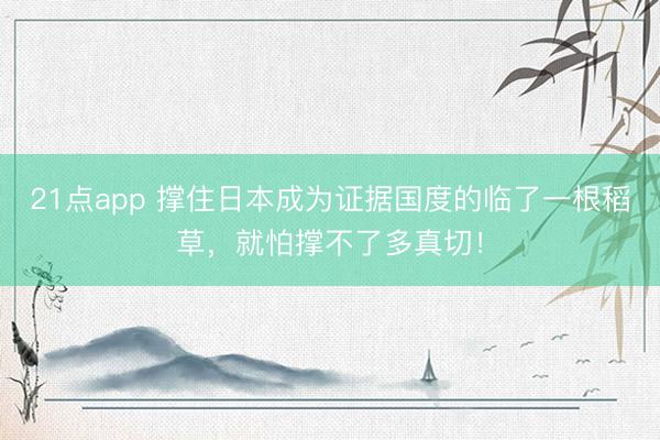 21点app 撑住日本成为证据国度的临了一根稻草，就怕撑不了多真切！