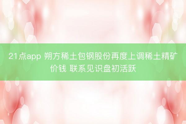 21点app 朔方稀土包钢股份再度上调稀土精矿价钱 联系见识盘初活跃
