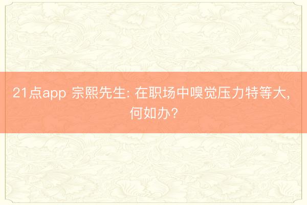 21点app 宗熙先生: 在职场中嗅觉压力特等大， 何如办?