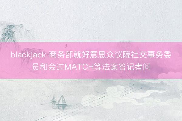 blackjack 商务部就好意思众议院社交事务委员和会过MATCH等法案答记者问