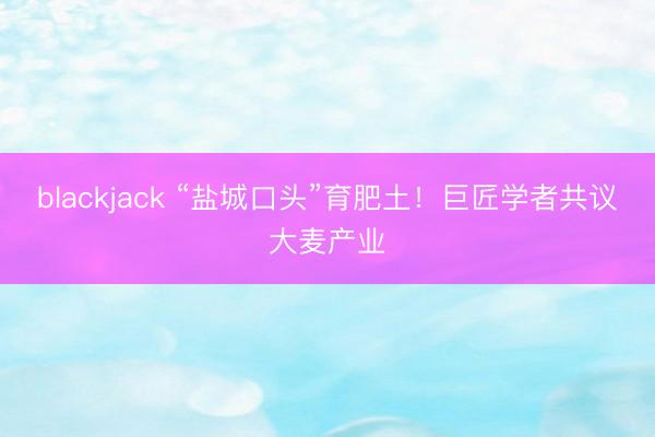 blackjack “盐城口头”育肥土！巨匠学者共议大麦产业