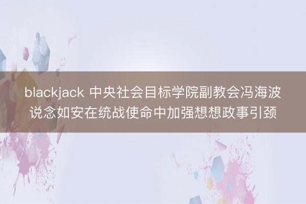 blackjack 中央社会目标学院副教会冯海波说念如安在统战使命中加强想想政事引颈