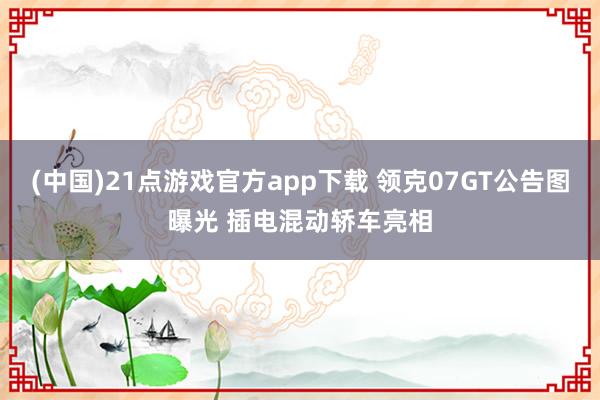 (中国)21点游戏官方app下载 领克07GT公告图曝光 插电混动轿车亮相