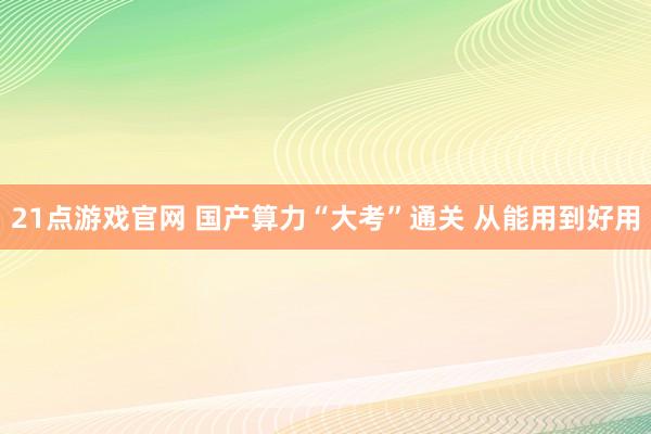 21点游戏官网 国产算力“大考”通关 从能用到好用