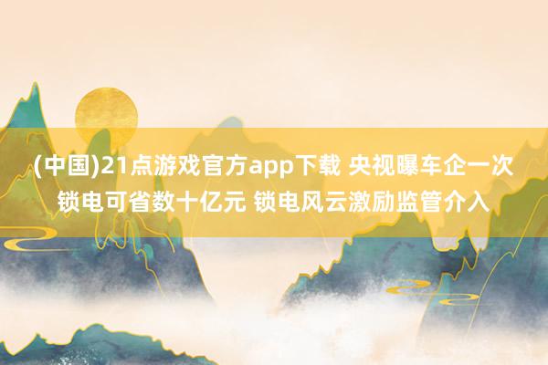 (中国)21点游戏官方app下载 央视曝车企一次锁电可省数十亿元 锁电风云激励监管介入