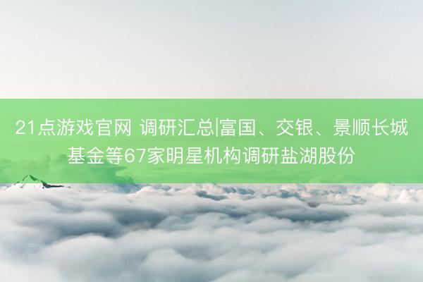 21点游戏官网 调研汇总|富国、交银、景顺长城基金等67家明星机构调研盐湖股份
