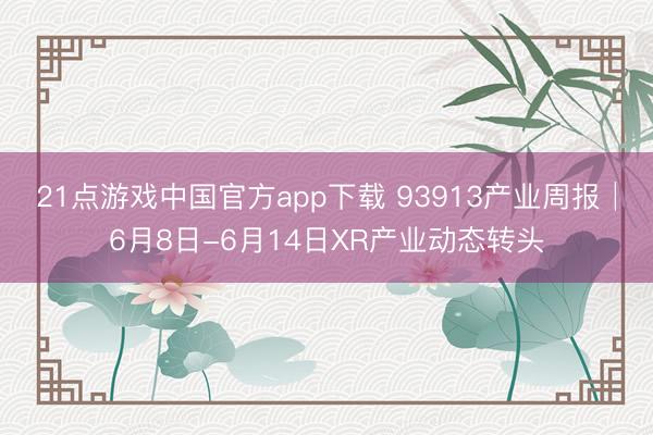21点游戏中国官方app下载 93913产业周报│6月8日-6月14日XR产业动态转头