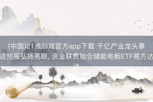 (中国)21点游戏官方app下载 千亿产业龙头事迹预报弘扬亮眼， 资金联贯加仓储能电板ETF易方达
